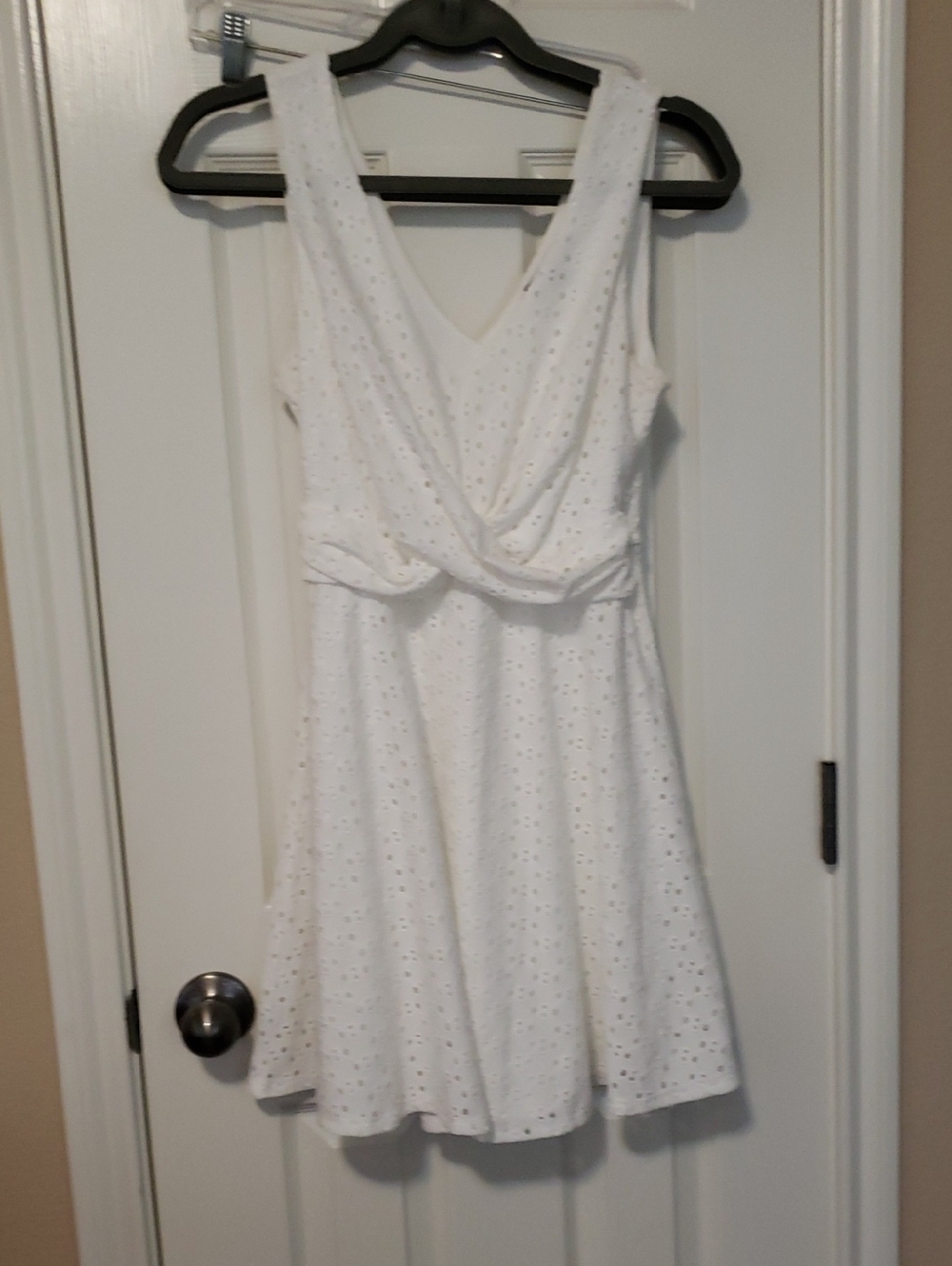 As U Wish White Eyelet Twist-Waist Mini Dress